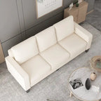 Sofá de tela de 3 plazas beige / gris / gris y negro con almacenaje