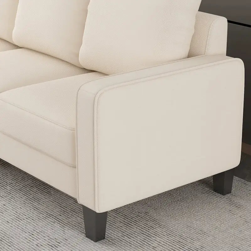 Sofá de tela de 3 plazas beige / gris / gris y negro con almacenaje