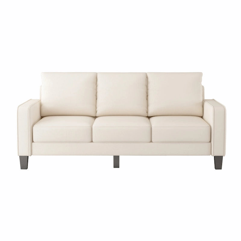 Sofá de tela de 3 plazas beige / gris / gris y negro con almacenaje