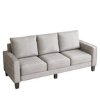 Sofá de tela de 3 plazas beige / gris / gris y negro con almacenaje