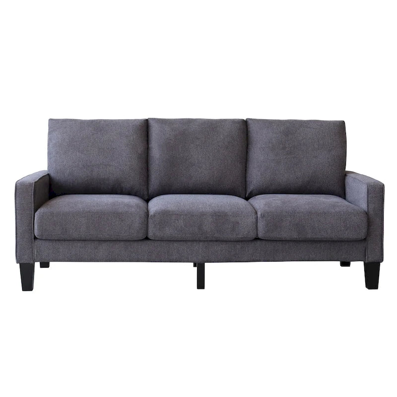 Sofá de tela de 3 plazas beige / gris / gris y negro con almacenaje