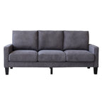 Sofá de tela de 3 plazas beige / gris / gris y negro con almacenaje