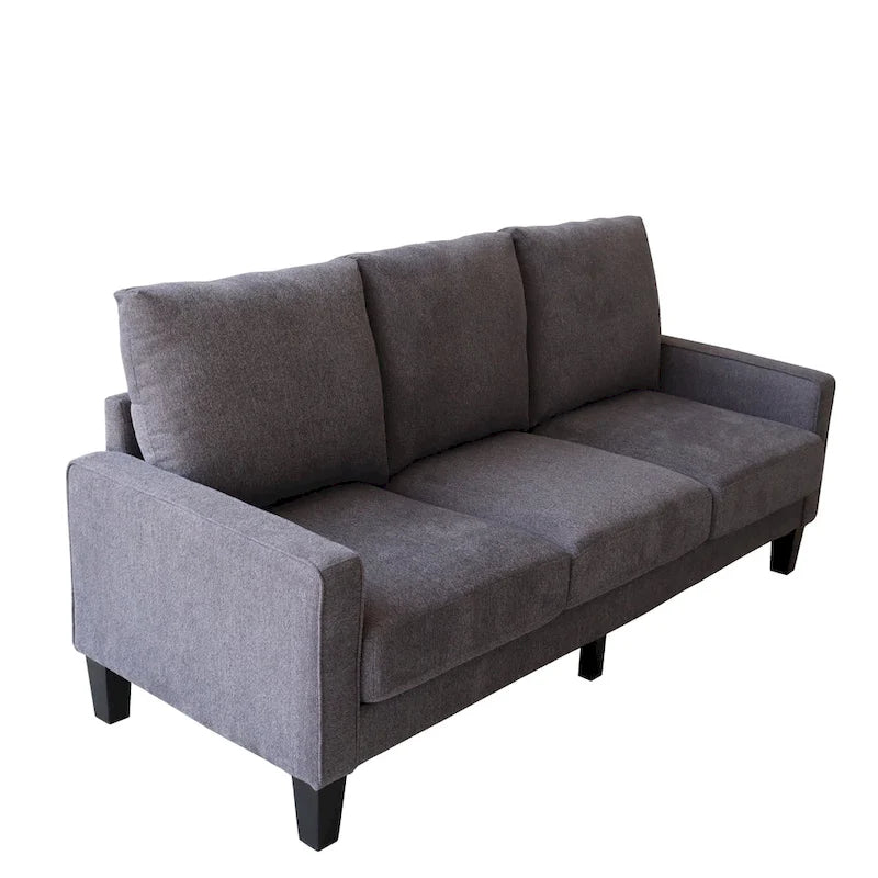 Sofá de tela de 3 plazas beige / gris / gris y negro con almacenaje