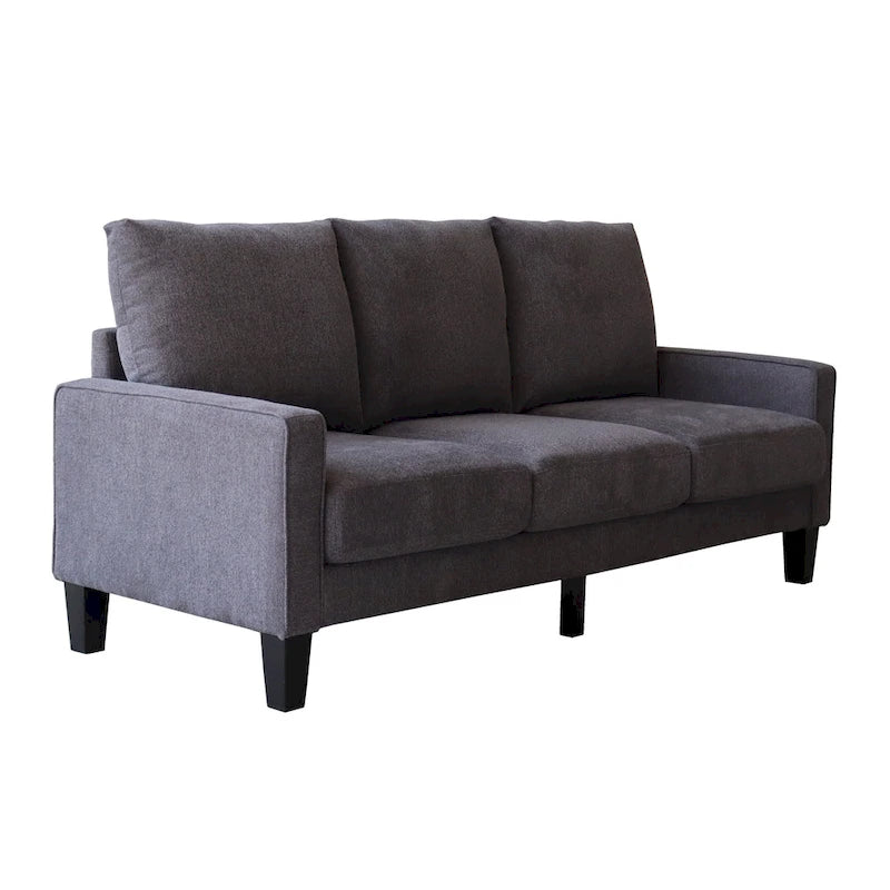 Sofá de tela de 3 plazas beige / gris / gris y negro con almacenaje