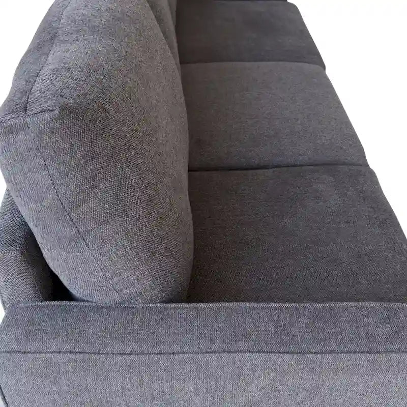 Sofá de tela de 3 plazas beige / gris / gris y negro con almacenaje