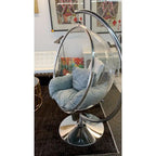 Sillón de burbuja cromado/dorado con soporte, asiento individual