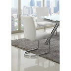 Silla de comedor cantilever con respaldo acanalado de piel sintética blanca, juego de 4