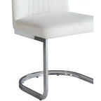 Silla de comedor cantilever con respaldo acanalado de piel sintética blanca, juego de 4