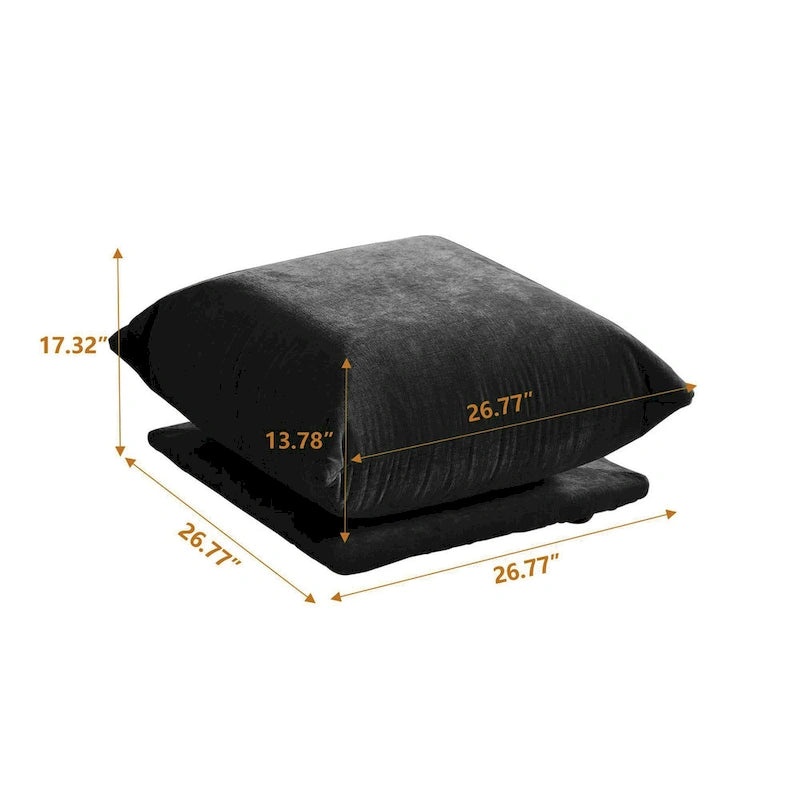 Sofá Seccional en Forma de U de Chenilla, 4 plazas – Verde / Naranja / Beige / Negro