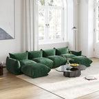 Sofá Seccional en Forma de U de Chenilla, 4 plazas – Verde / Naranja / Beige / Negro