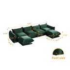 Sofá Seccional en Forma de U de Chenilla, 4 plazas – Verde / Naranja / Beige / Negro