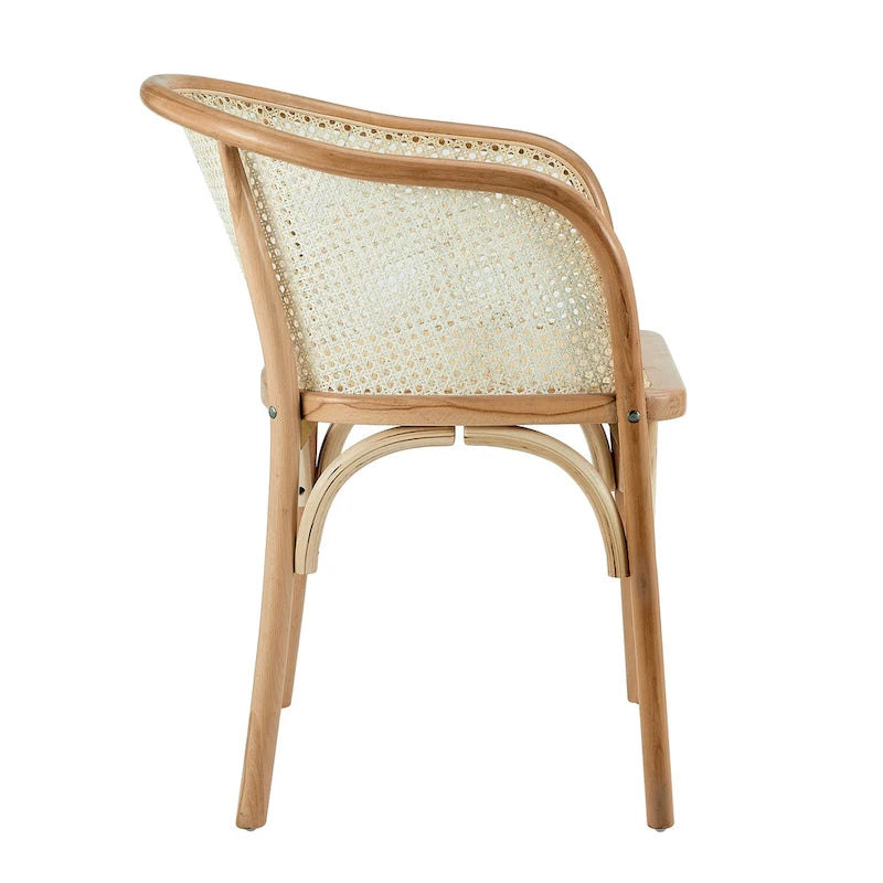 Sillón Elsy en natural con asiento de ratán natural - Juego de 1