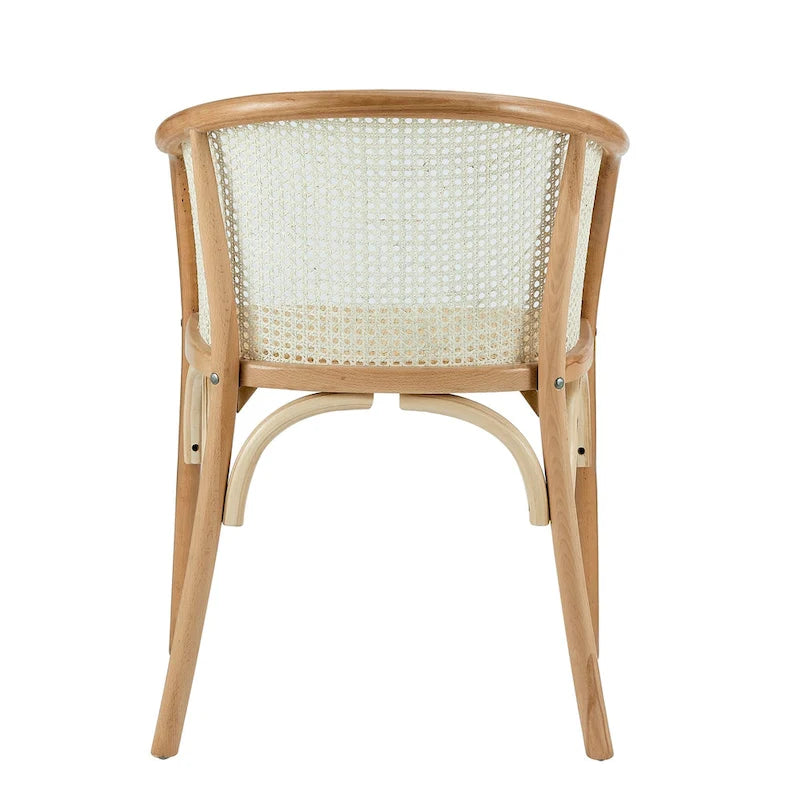 Sillón Elsy en natural con asiento de ratán natural - Juego de 1