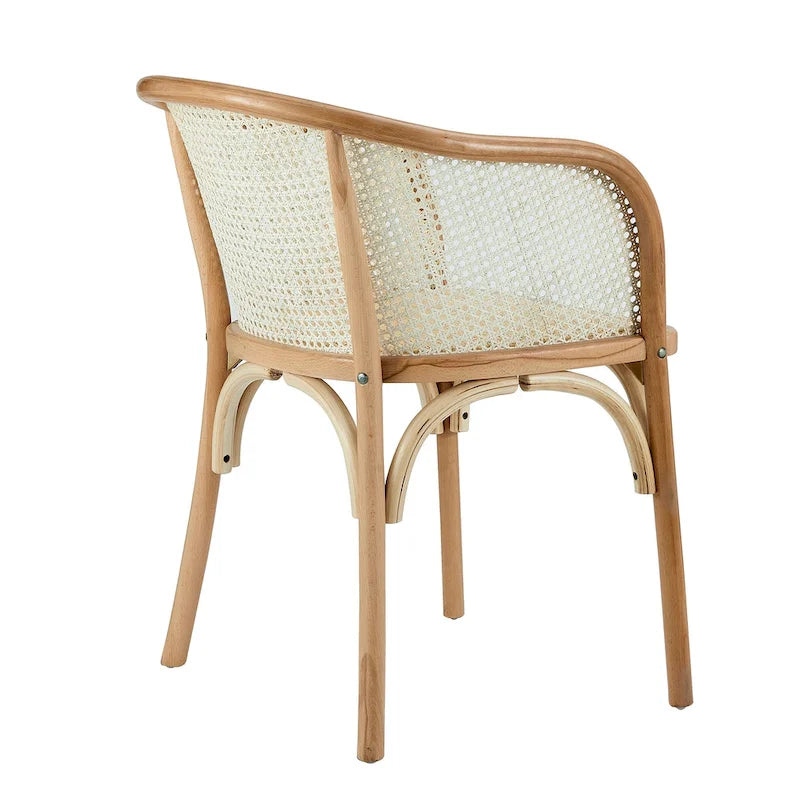 Sillón Elsy en natural con asiento de ratán natural - Juego de 1