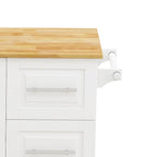 Carrito de isla de cocina rodante en blanco y negro, 3 cajones y gabinete de 2 puertas