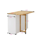 Carrito de isla de cocina rodante en blanco y negro, 3 cajones y gabinete de 2 puertas