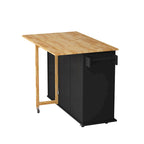 Carrito de isla de cocina rodante en blanco y negro, 3 cajones y gabinete de 2 puertas