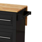 Carrito de isla de cocina rodante en blanco y negro, 3 cajones y gabinete de 2 puertas