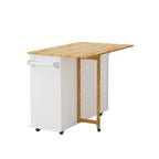 Carrito de isla de cocina rodante en blanco y negro, 3 cajones y gabinete de 2 puertas