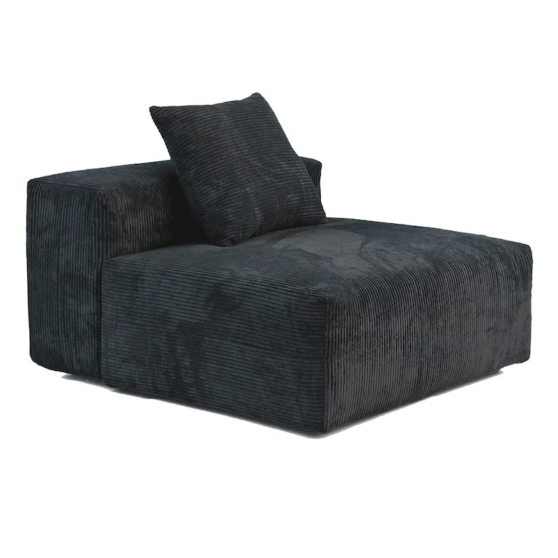 Sofá seccional de pana en forma de L, negro/beige/marrón claro, con brazos o sin brazos, capacidad para 5 personas