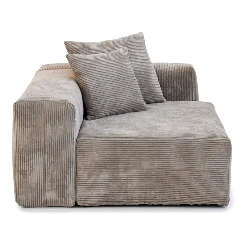 Sofá seccional de pana en forma de L, negro/beige/marrón claro, con brazos o sin brazos, capacidad para 5 personas
