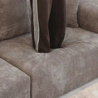 Sofá seccional de pana en forma de L, negro/beige/marrón claro, con brazos o sin brazos, capacidad para 5 personas