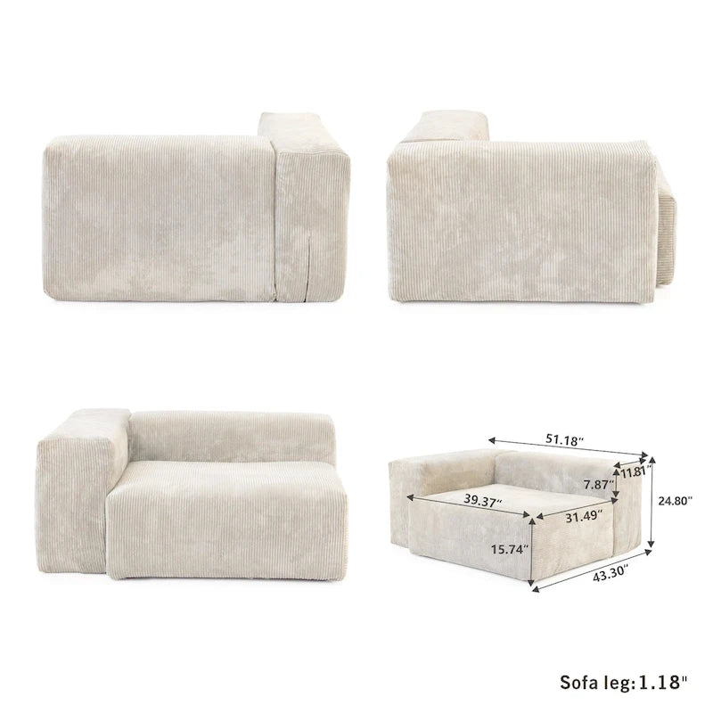 Sofá seccional de pana en forma de L, negro/beige/marrón claro, con brazos o sin brazos, capacidad para 5 personas