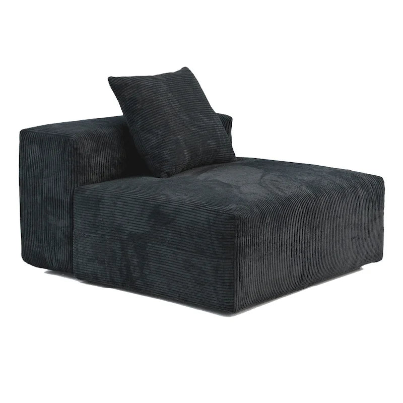 Sofá seccional de pana en forma de L, negro/beige/marrón claro, con brazos o sin brazos, capacidad para 5 personas