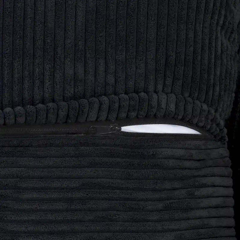 Sofá seccional de pana en forma de L, negro/beige/marrón claro, con brazos o sin brazos, capacidad para 5 personas