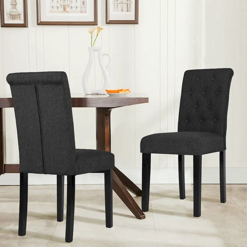 Sillas de Comedor Tapizadas con Botones (Juego de 2)
