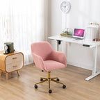 Silla de Oficina Moderna con Patas de Metal Dorado y Ruedas Universales