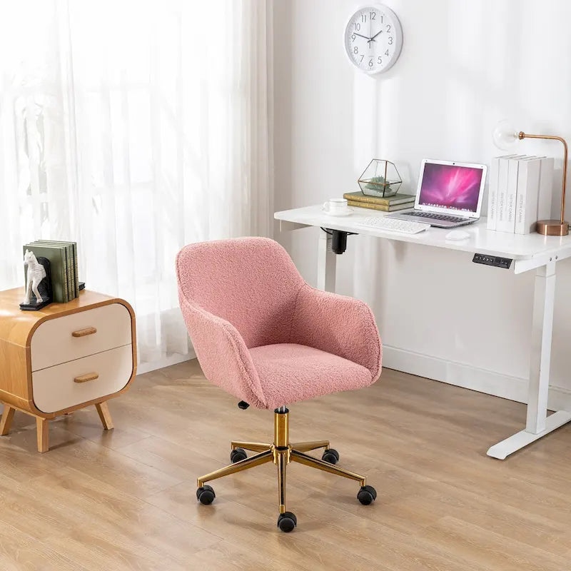 Silla de Oficina Moderna con Patas de Metal Dorado y Ruedas Universales