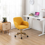 Silla de Oficina Moderna con Patas de Metal Dorado y Ruedas Universales