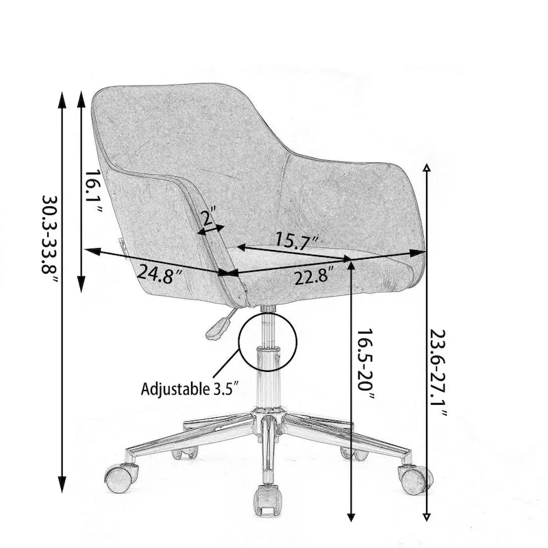 Silla de Oficina Moderna con Patas de Metal Dorado y Ruedas Universales