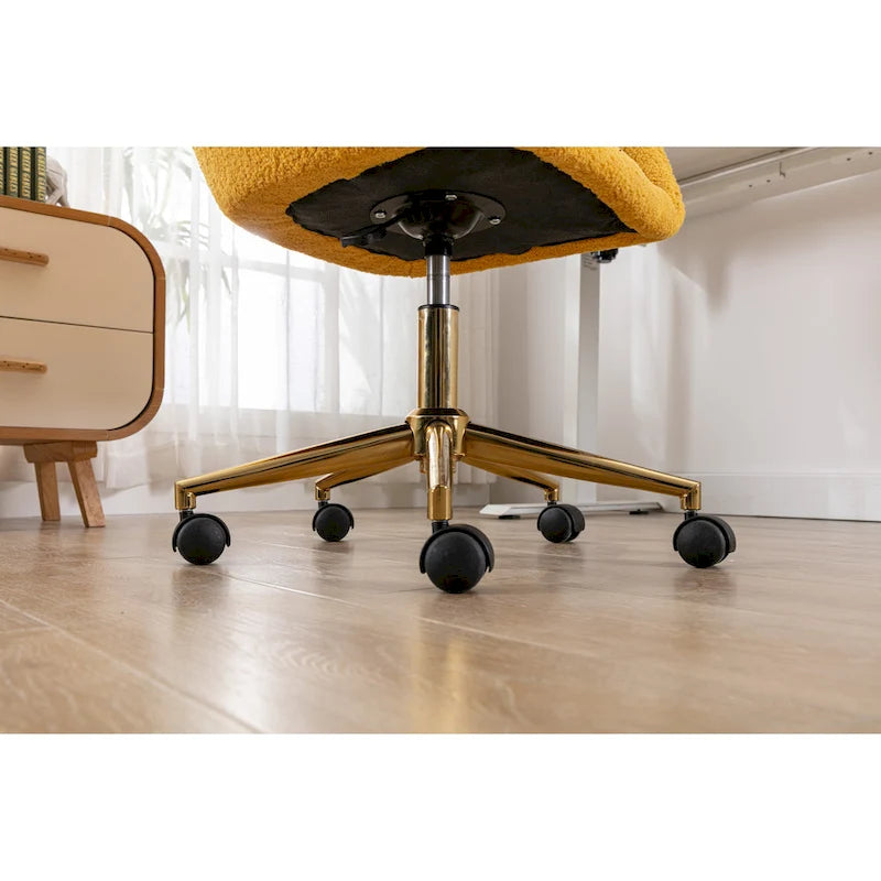 Silla de Oficina Moderna con Patas de Metal Dorado y Ruedas Universales