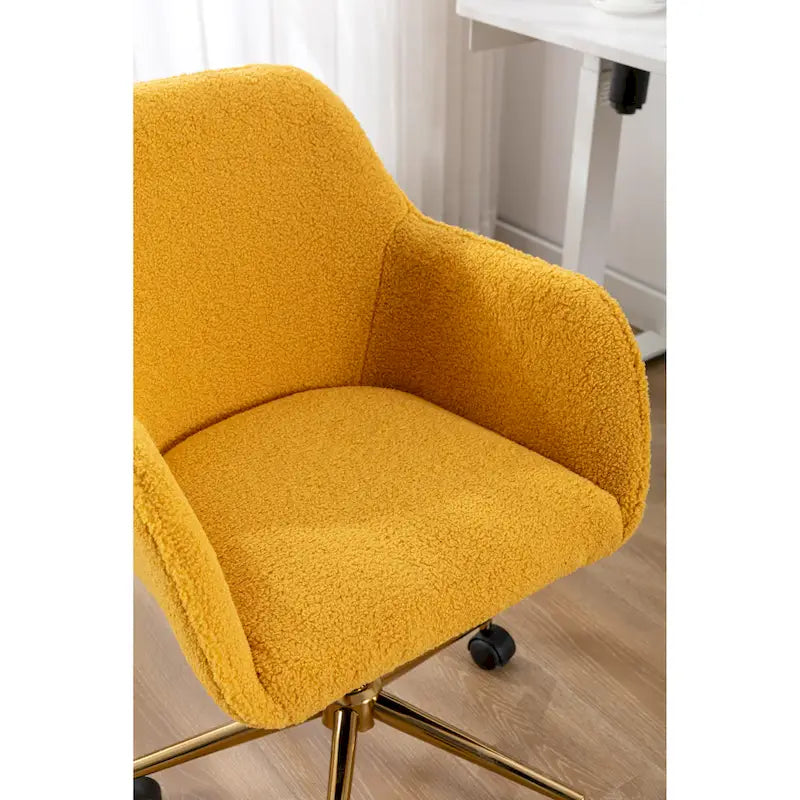 Silla de Oficina Moderna con Patas de Metal Dorado y Ruedas Universales