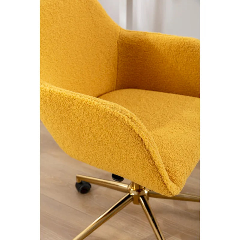 Silla de Oficina Moderna con Patas de Metal Dorado y Ruedas Universales