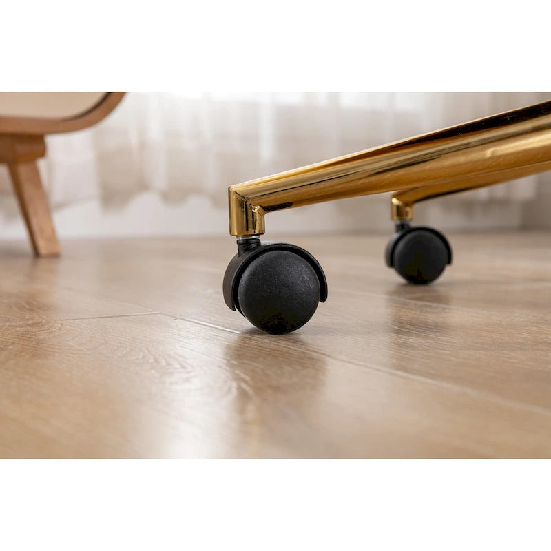 Silla de Oficina Moderna con Patas de Metal Dorado y Ruedas Universales