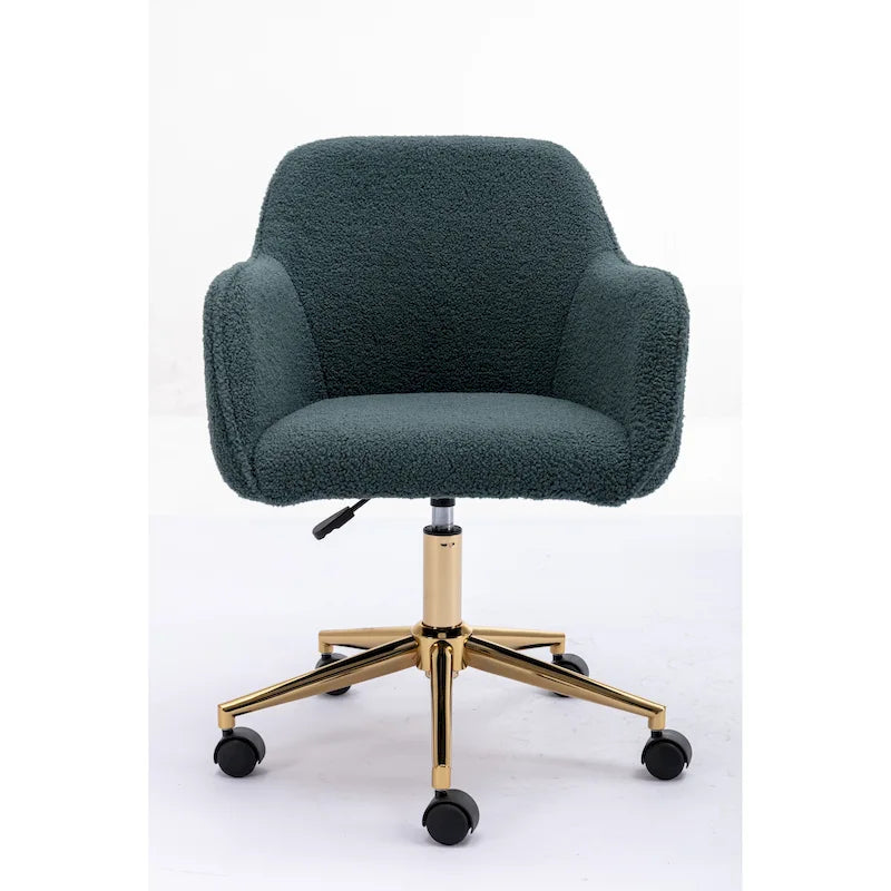 Silla de Oficina Moderna con Patas de Metal Dorado y Ruedas Universales