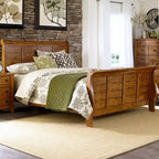 Cama trineo tamaño queen Copper Grove Epper de roble envejecido