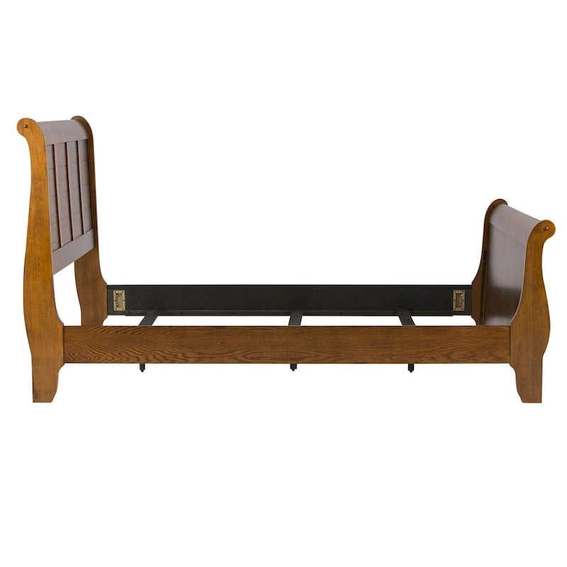 Cama trineo tamaño queen Copper Grove Epper de roble envejecido