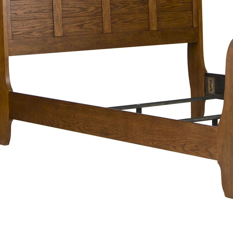 Cama trineo tamaño queen Copper Grove Epper de roble envejecido
