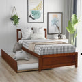 Estructura de cama individual de madera con plataforma y cama nido