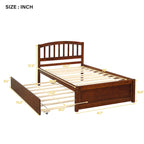 Estructura de cama individual de madera con plataforma y cama nido