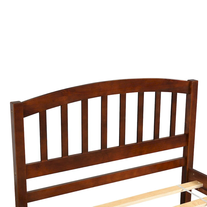 Estructura de cama individual de madera con plataforma y cama nido