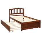 Estructura de cama individual de madera con plataforma y cama nido