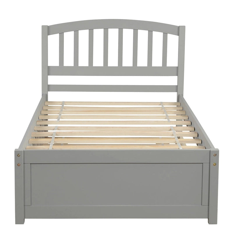 Estructura de cama individual de madera con plataforma y cama nido