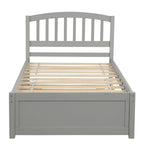 Estructura de cama individual de madera con plataforma y cama nido
