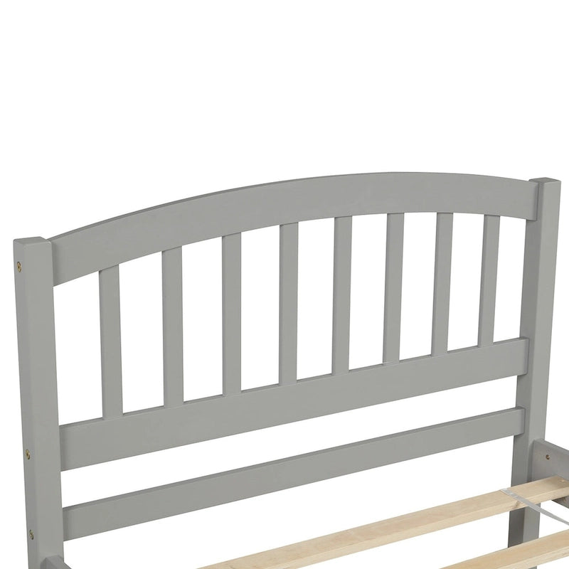 Estructura de cama individual de madera con plataforma y cama nido