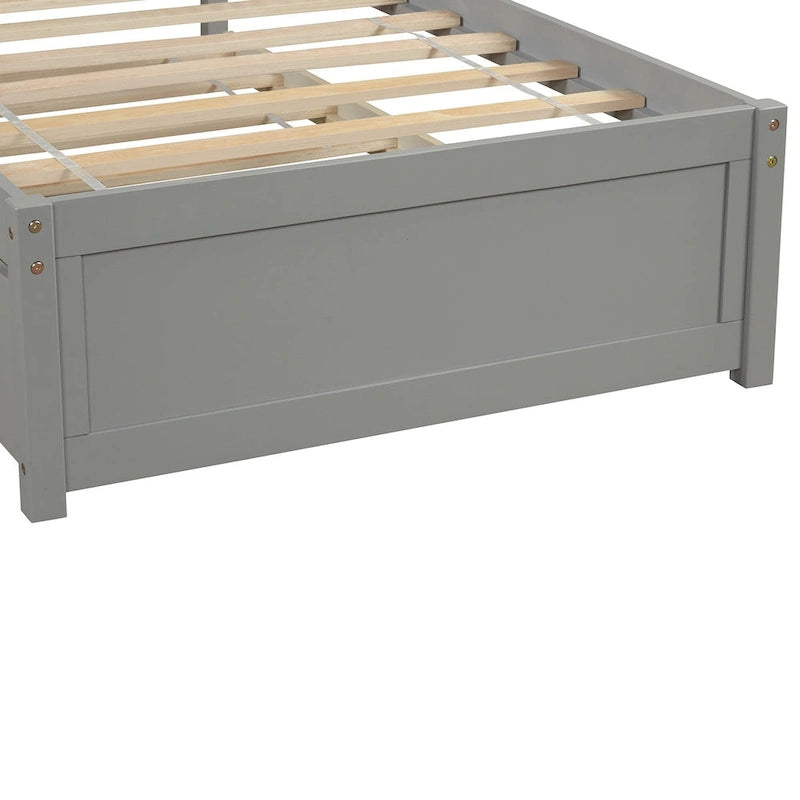 Estructura de cama individual de madera con plataforma y cama nido